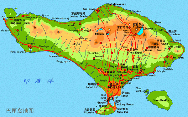 巴厘岛旅游地图